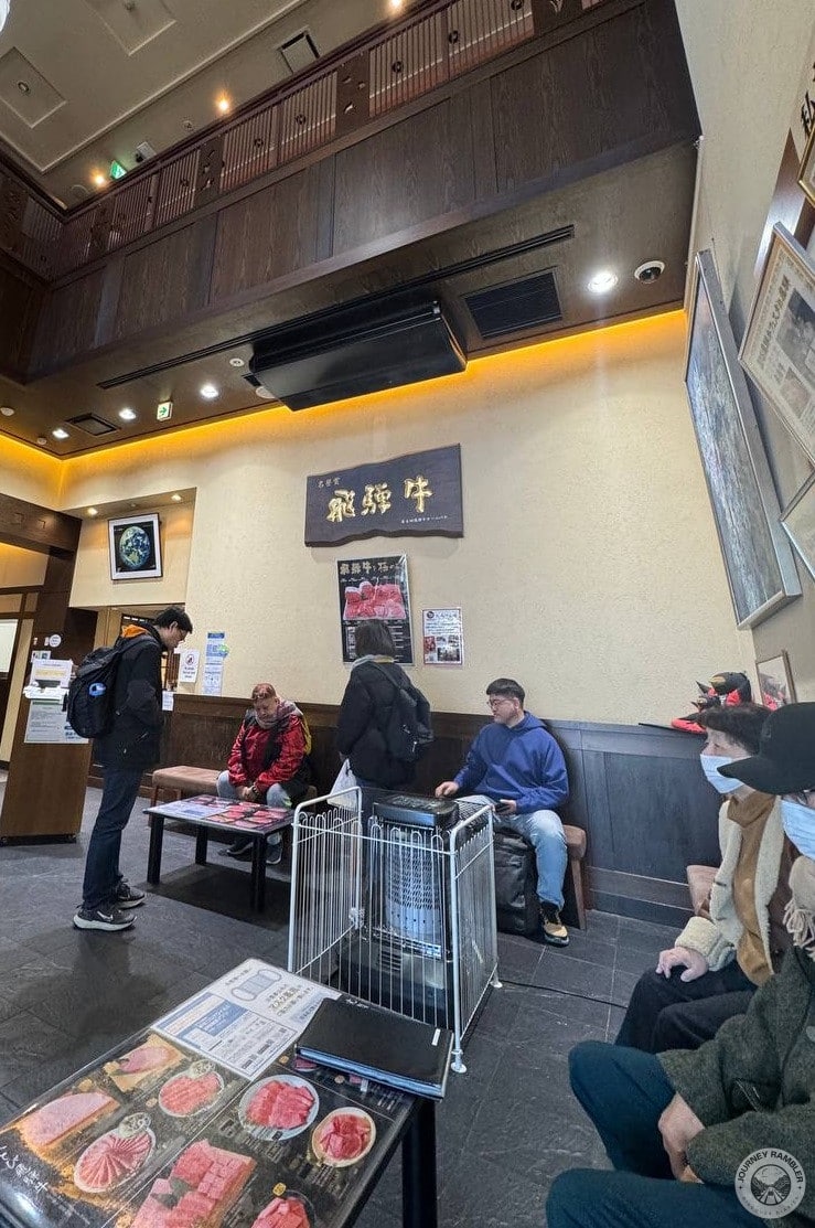 Hidagyu Maruaki waiting area with menu