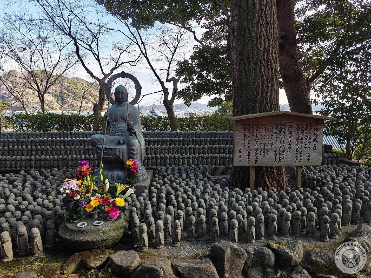Thousand Jizo statues and one of Ksitigarbha