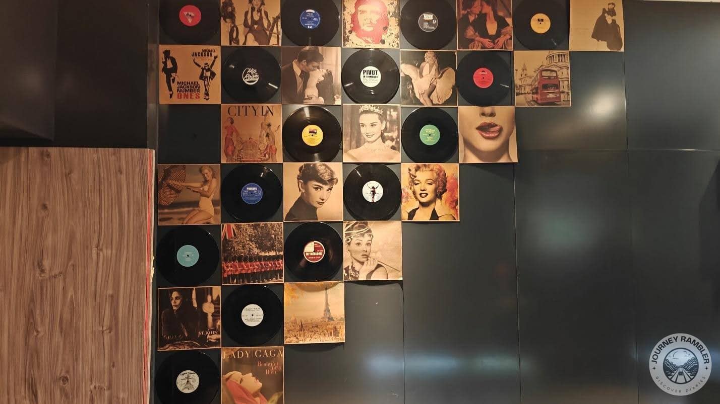 vinyl records on the wall