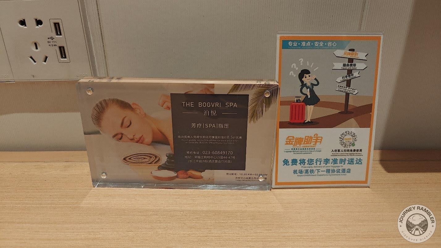 ads for a spa and luggage delivery service