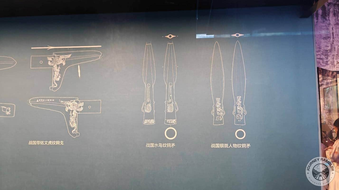 designs of bronze spear and halberd tips all from the Warring States period