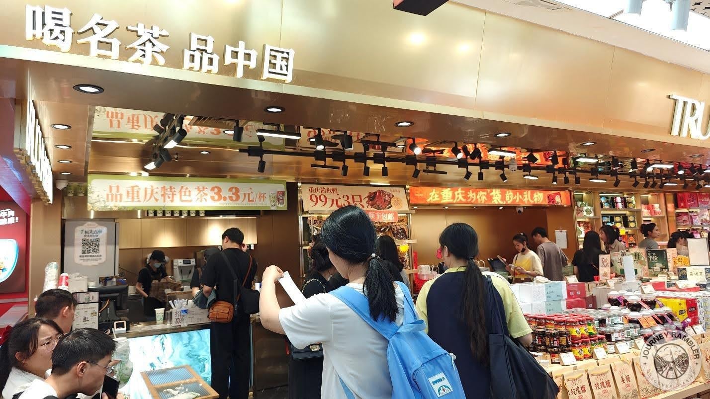 shops selling tea and soy roasted duck