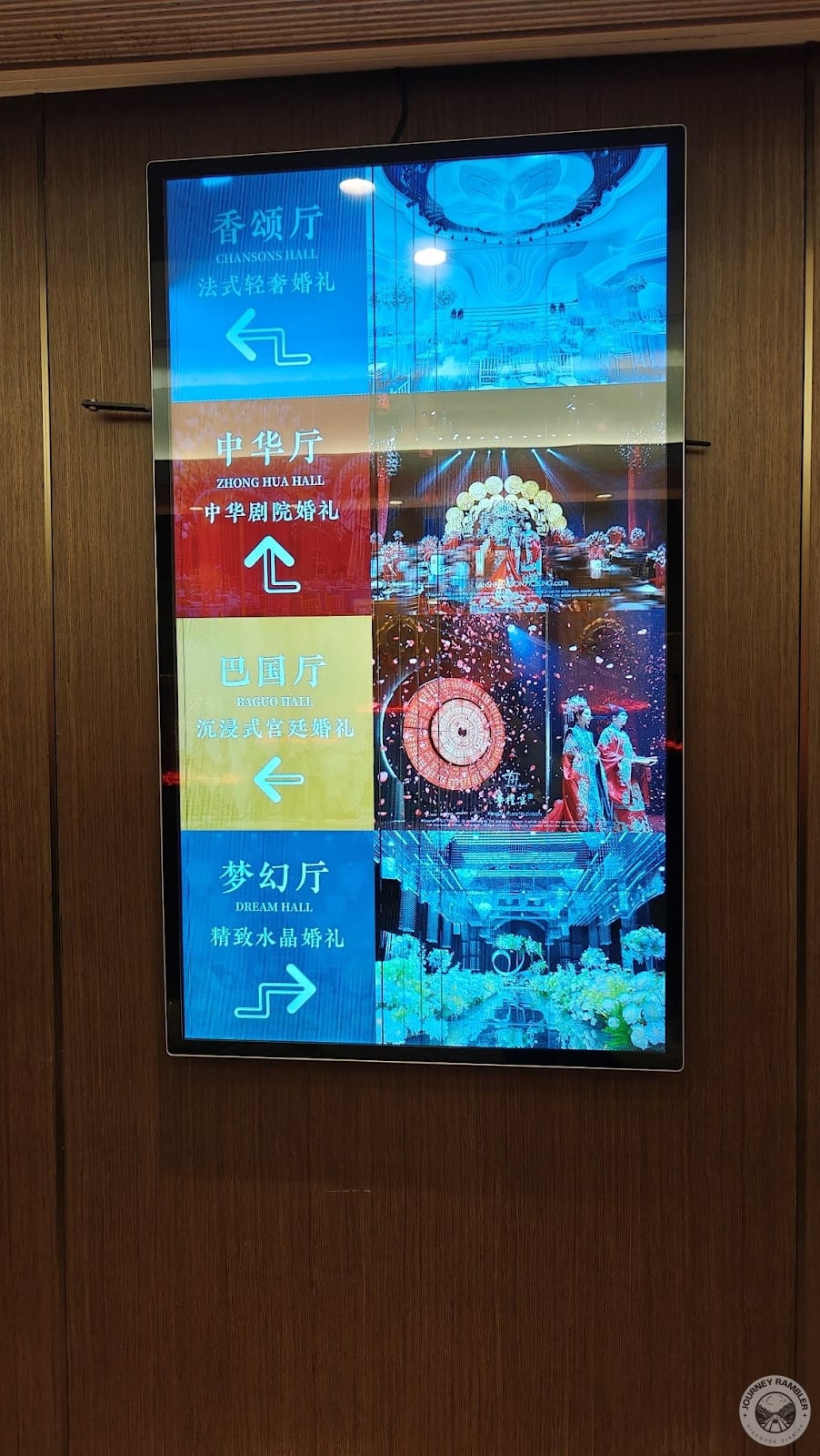 sign that points to the different halls in the building