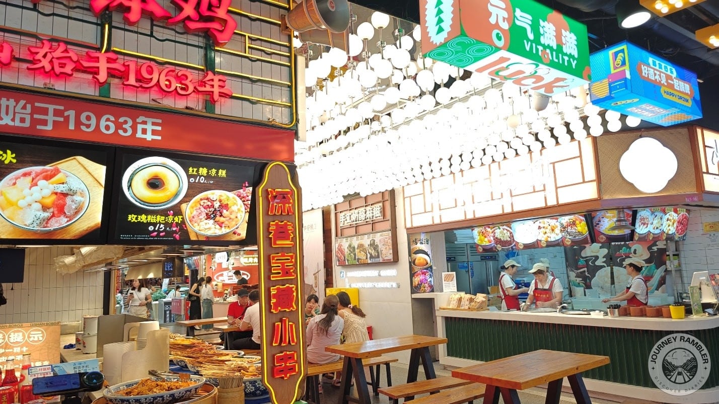 stalls specializing in snacks and skewers