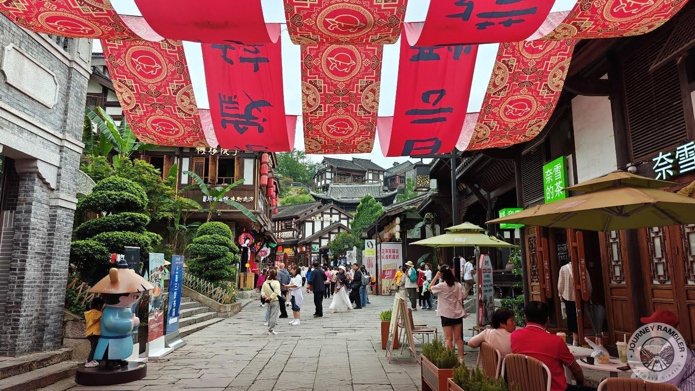 street that looked really nice thanks to the banners hanging above
