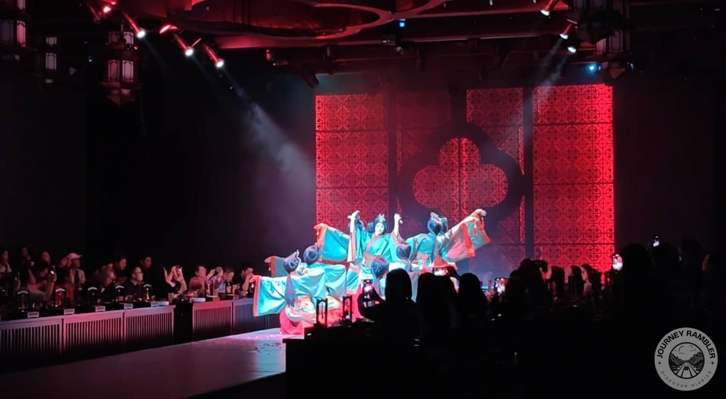 women wearing these turquoise-colored Hanfu and dancing gracefully on the main stage