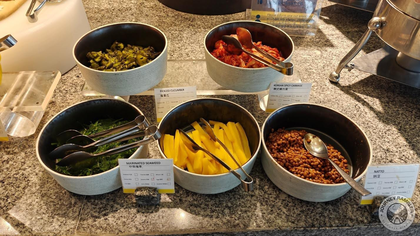 Kimchi, Pickled Cucumbers, and Marinated Seaweed