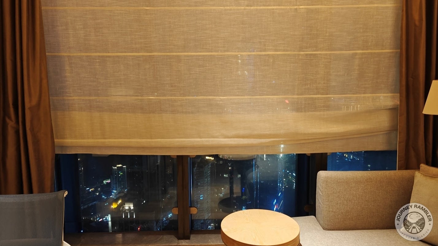 a bit of Chongqing peeping through the partially opened sheers