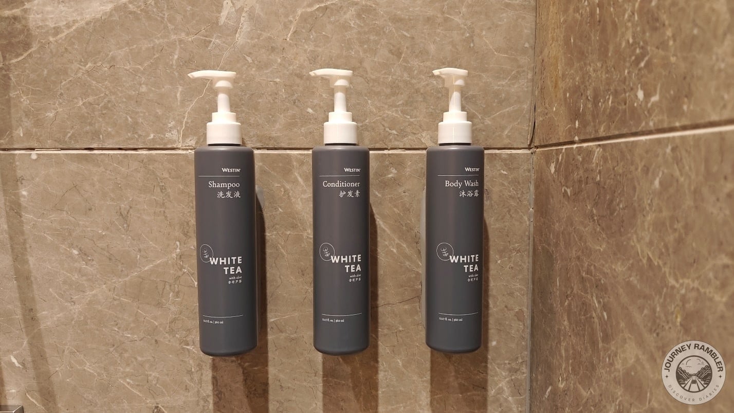 complimentary shampoo, body wash, and conditioner