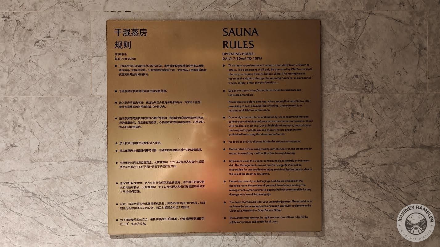rules for its sauna and steam room