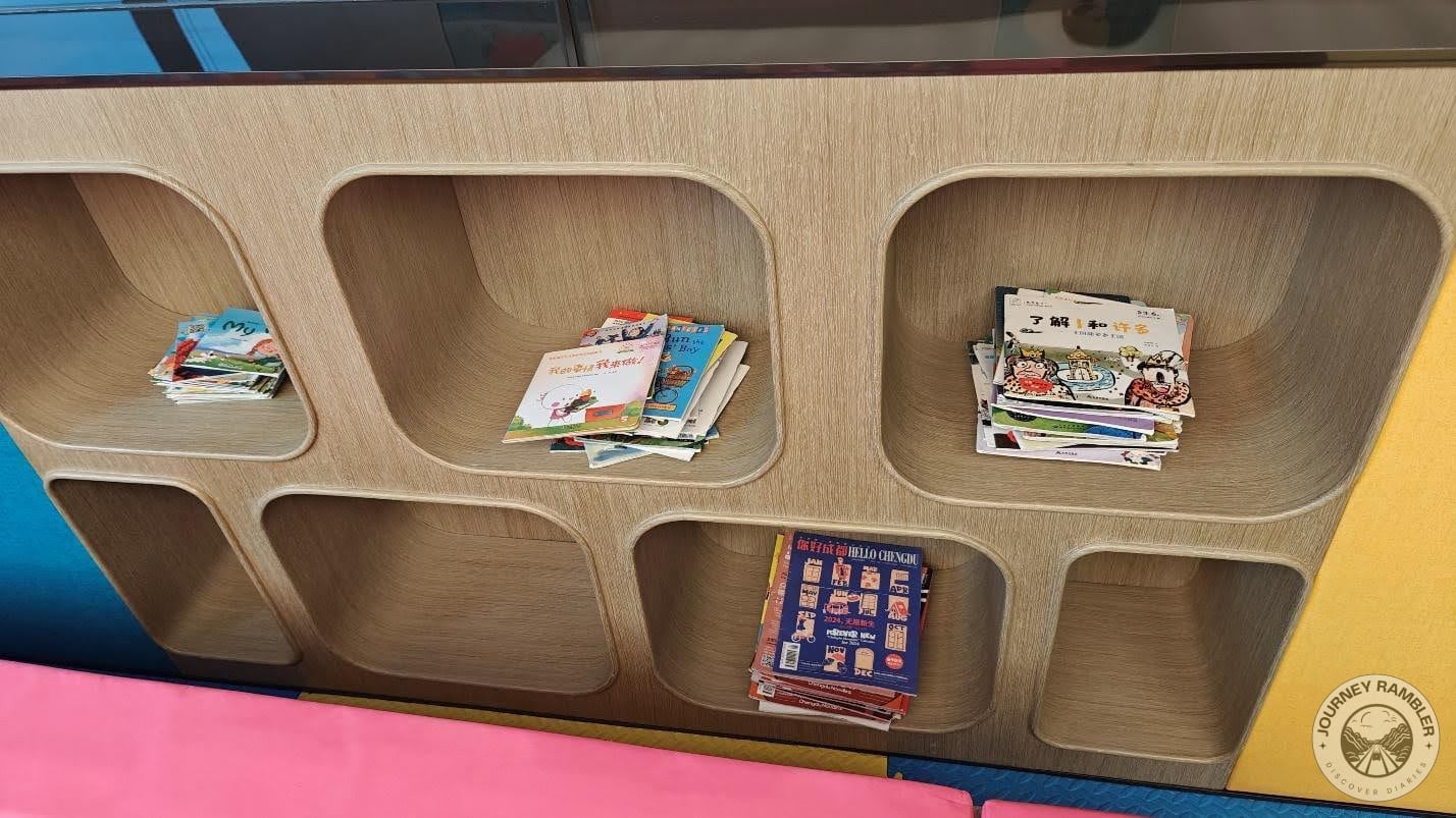 some shelves containing a number of children's books