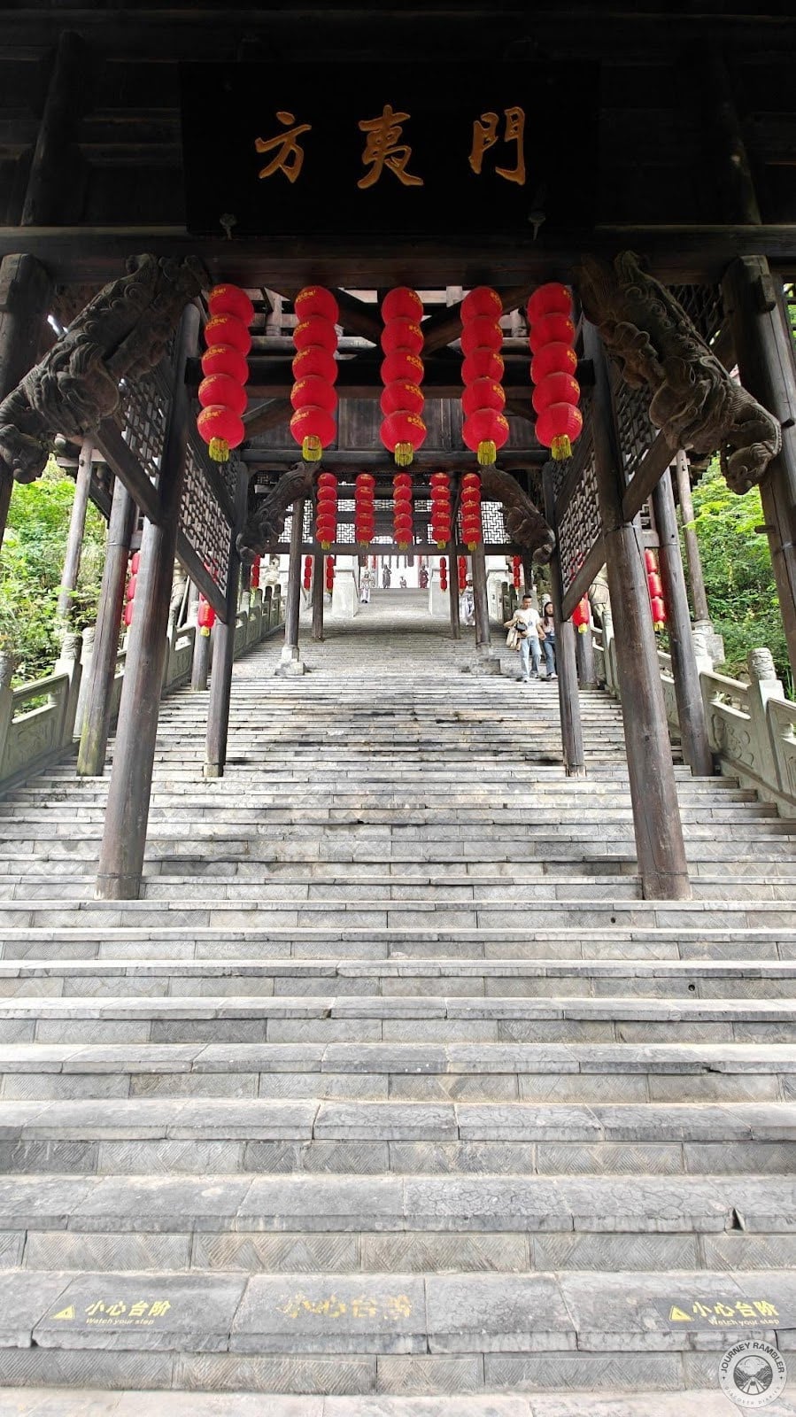 staircase that the sculptures seem to be guarding