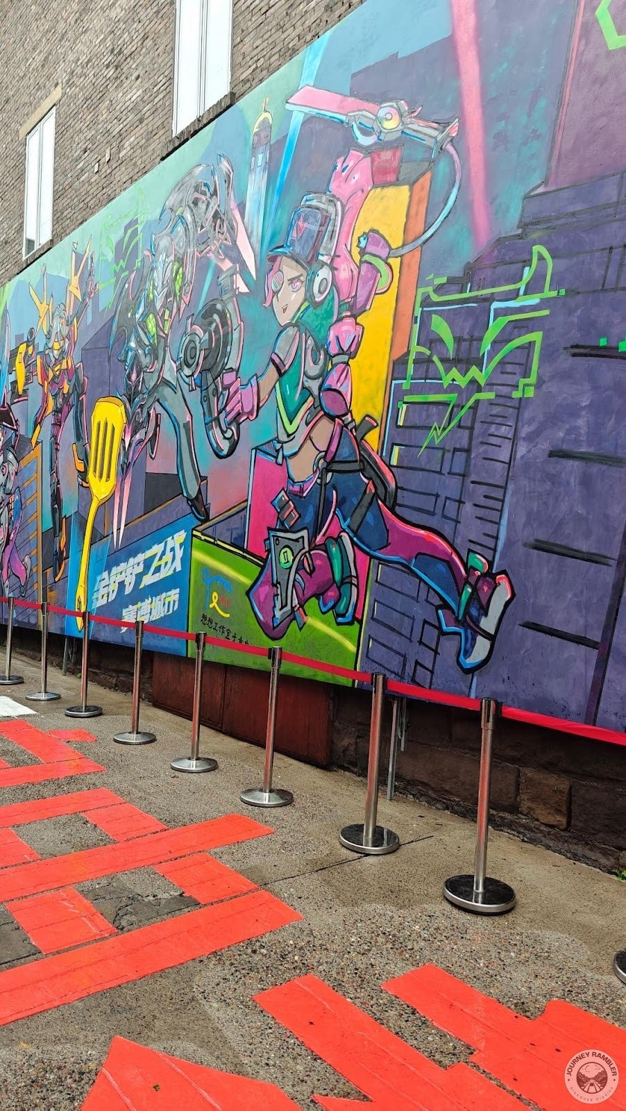 mural with some really cool looking anime-inspired art