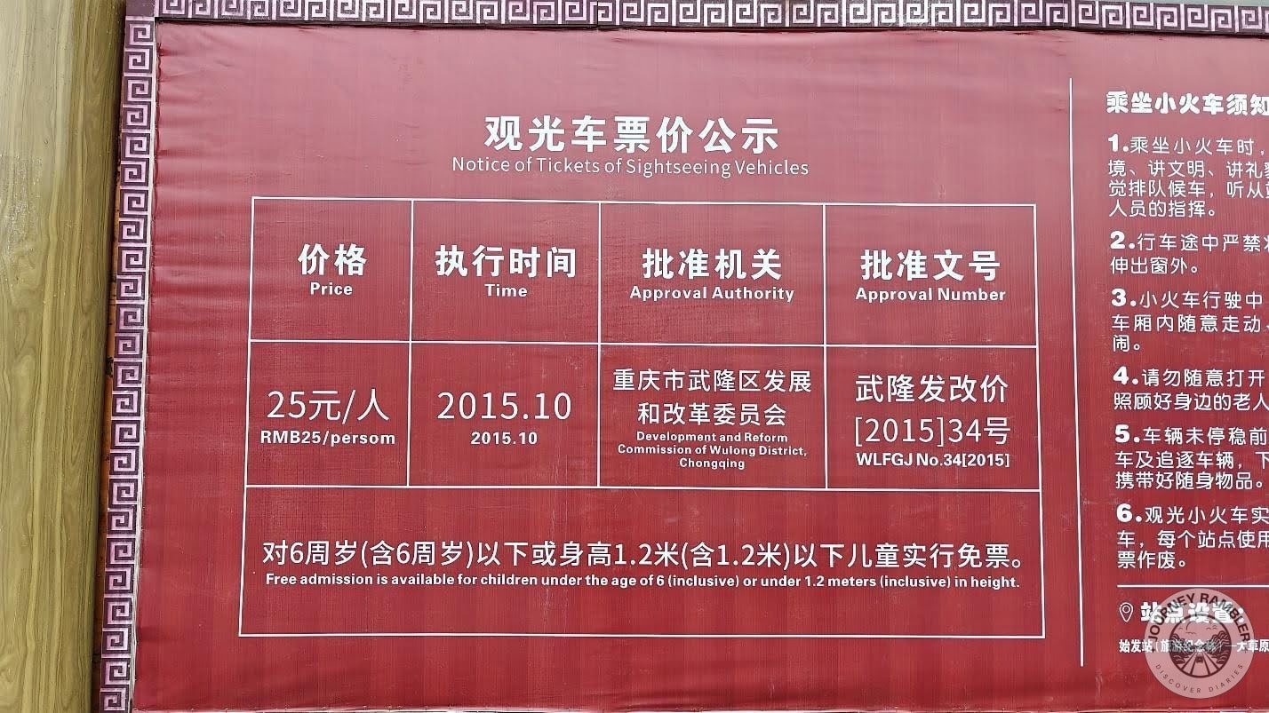 sign shows how much it would cost to use the sightseeing bus