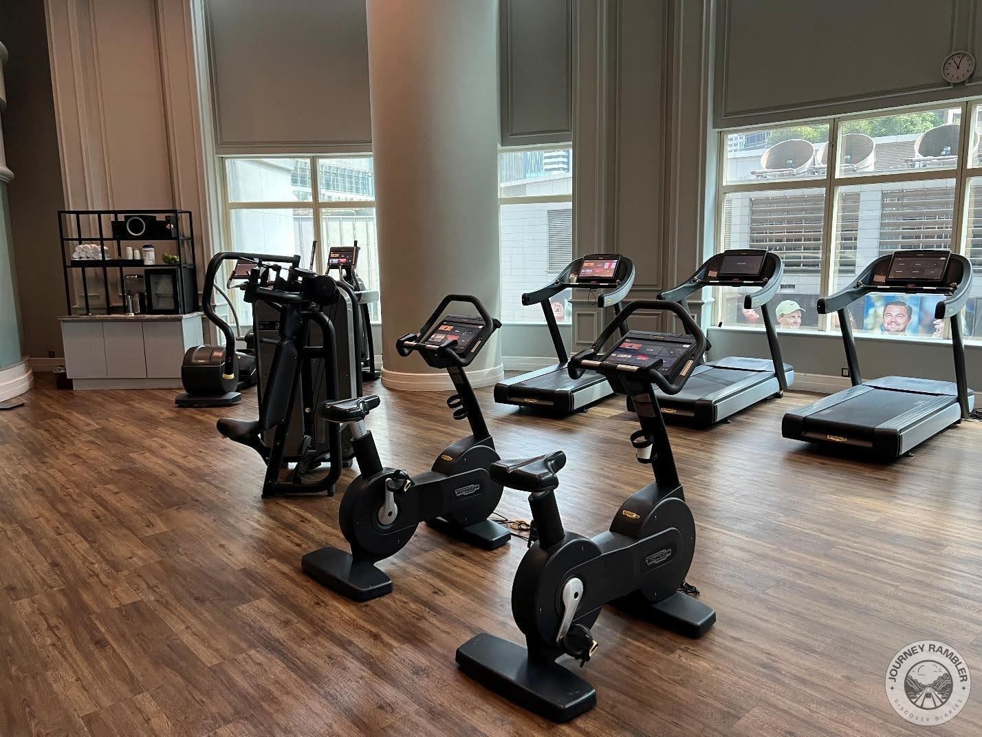 Another angle of the stationary bikes