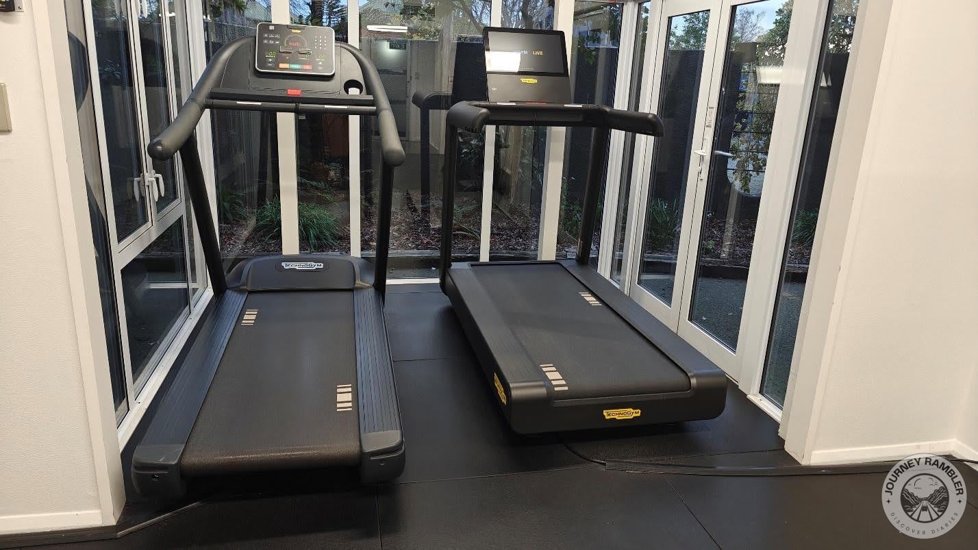 Guests could look out at the garden as they ran on the treadmill