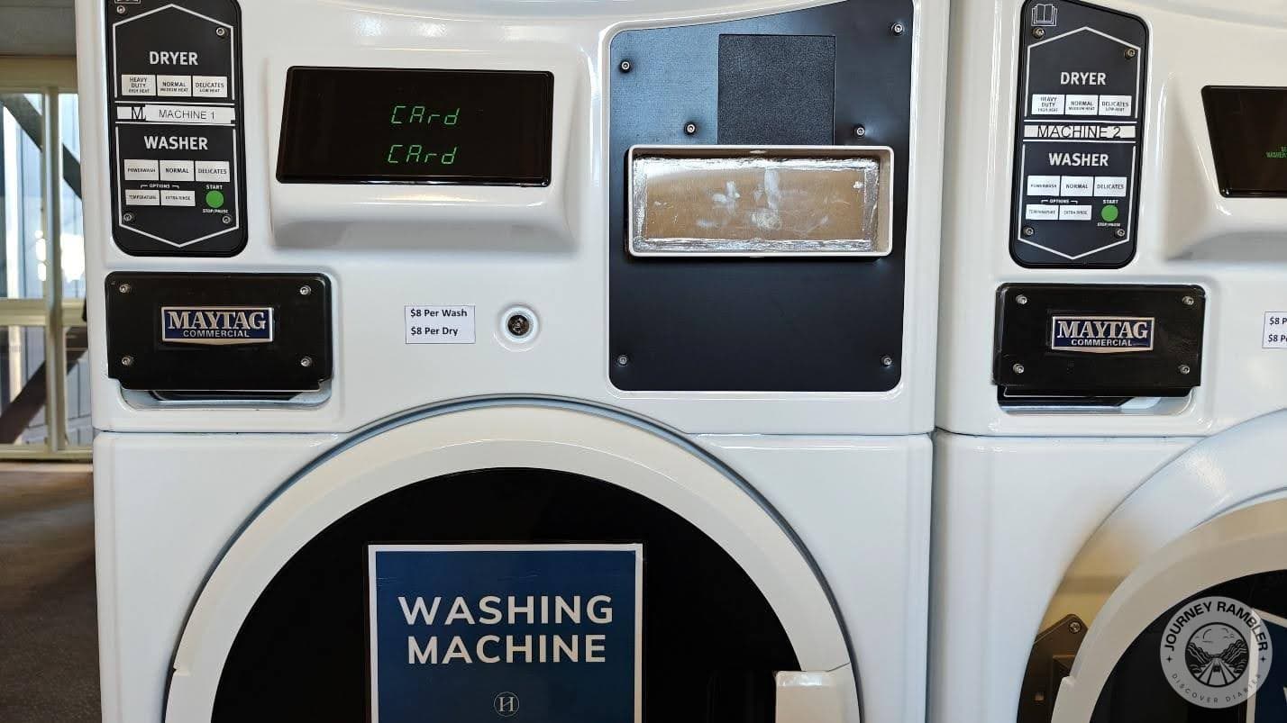 Guests could use their debit or credit cards to pay for using the washing machines and dryers