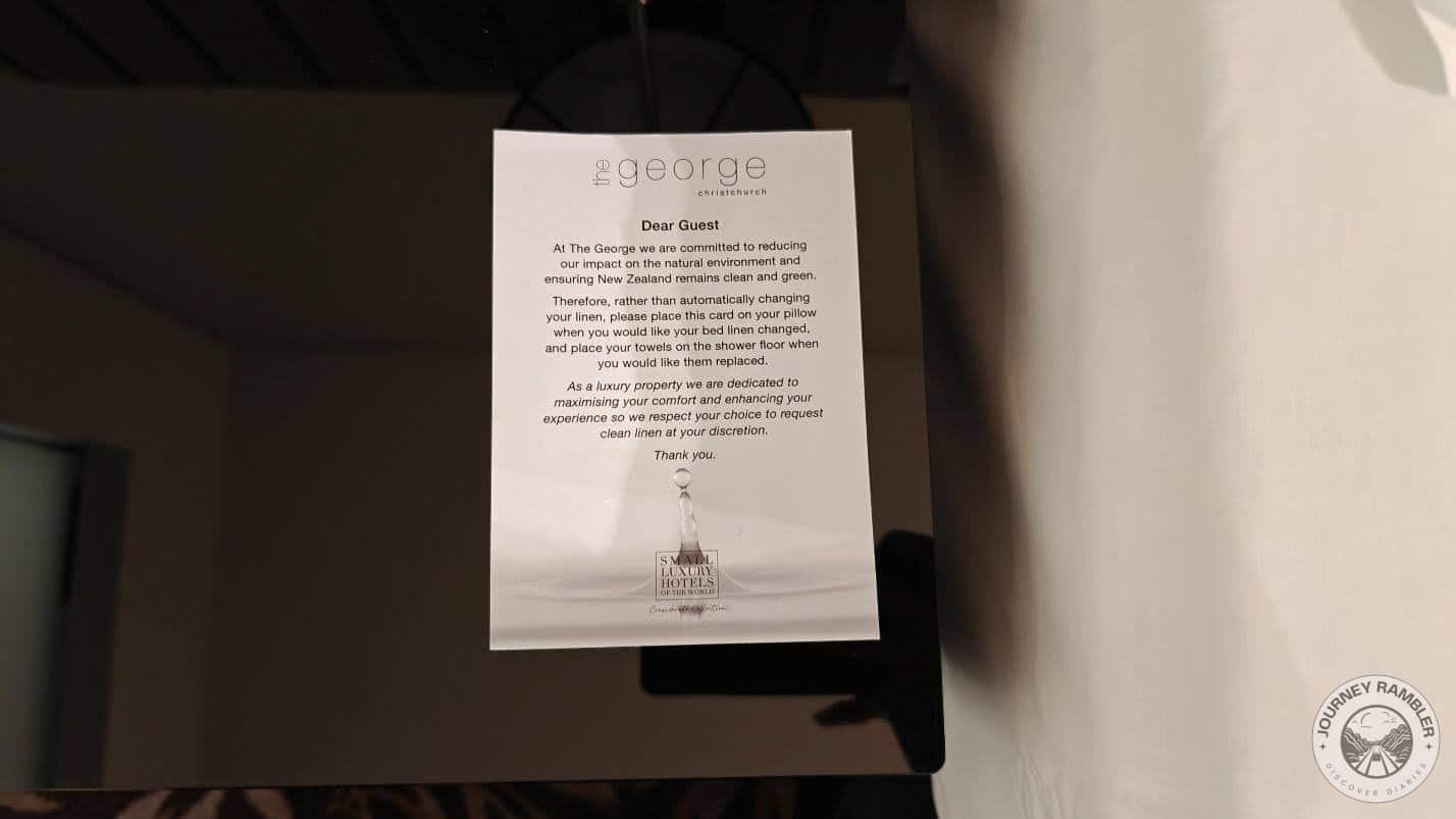 The George had provided a note which guests could use to have their linens changed