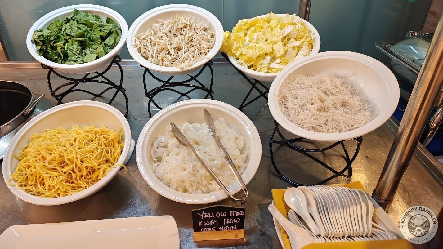 Yellow Mee (basically egg noodles), Kway Teow, and Mee Hoon