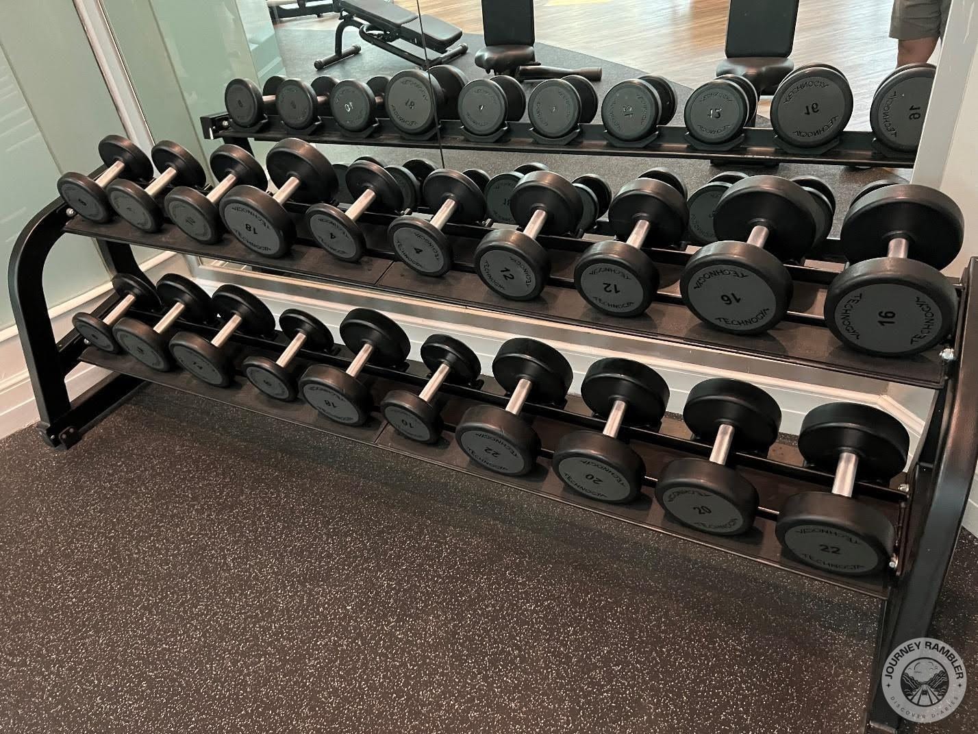 close-up of the free weights