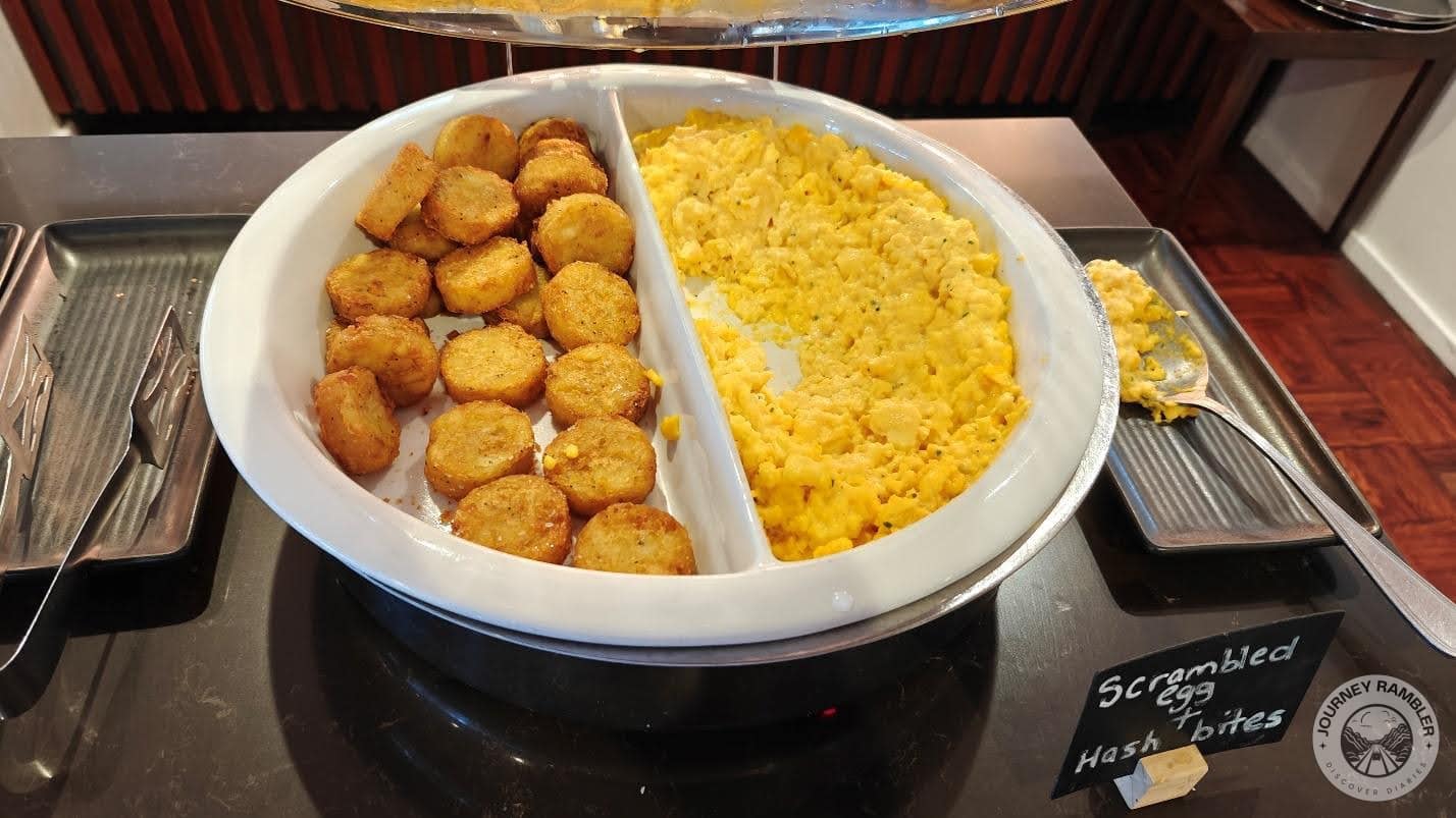 hash browns and scrambled eggs