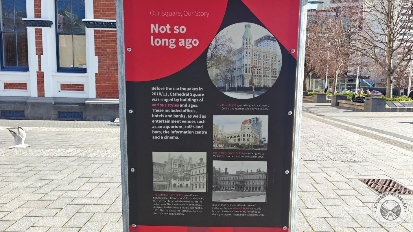 infographic talking about the buildings that used to surround Cathedral Square