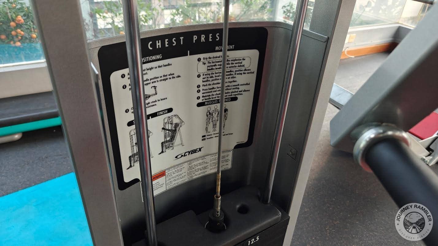 instructions near the machine’s weight stack