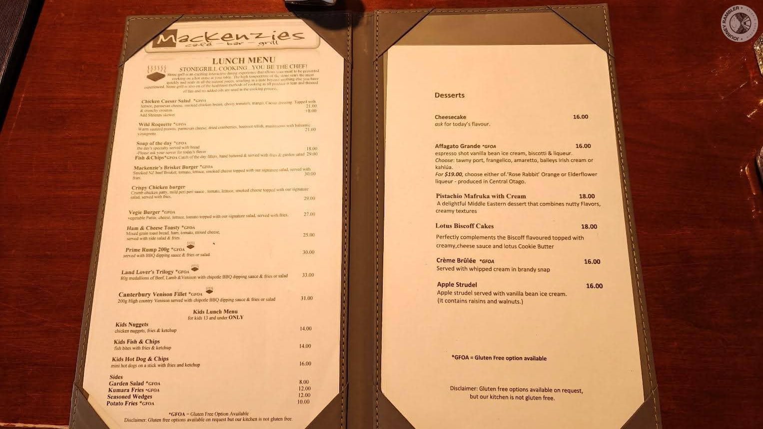 lunch menu