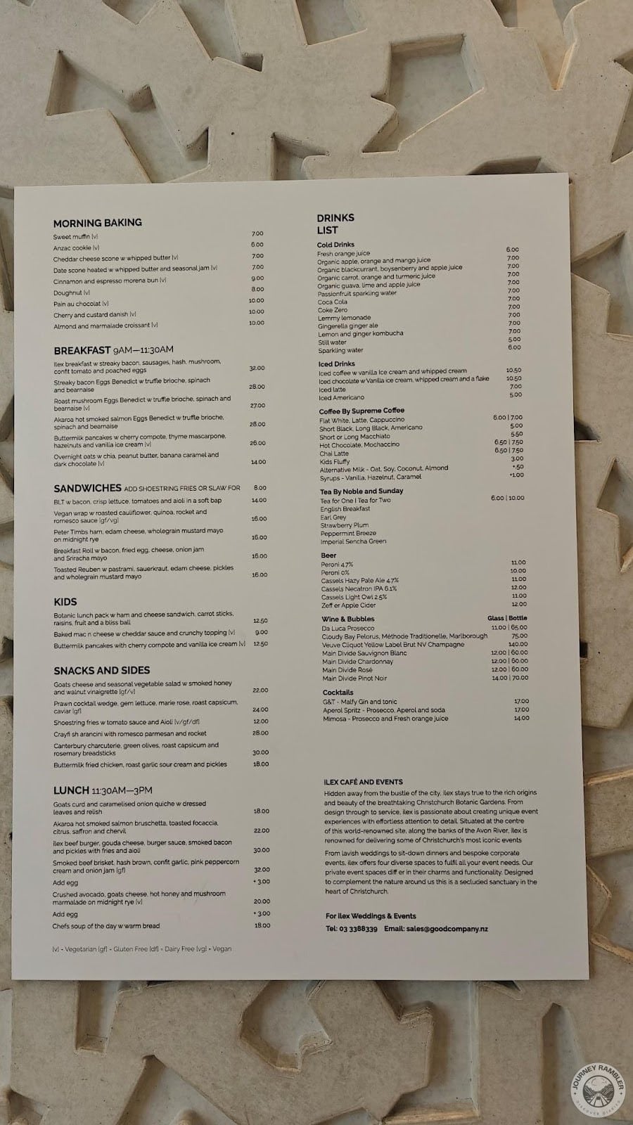 menu of Ilex Café