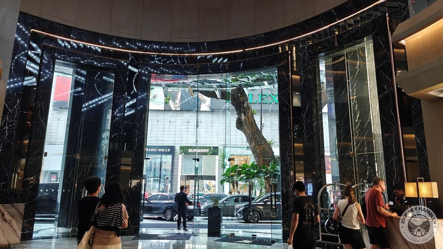 view of the entrance from inside of the hotel