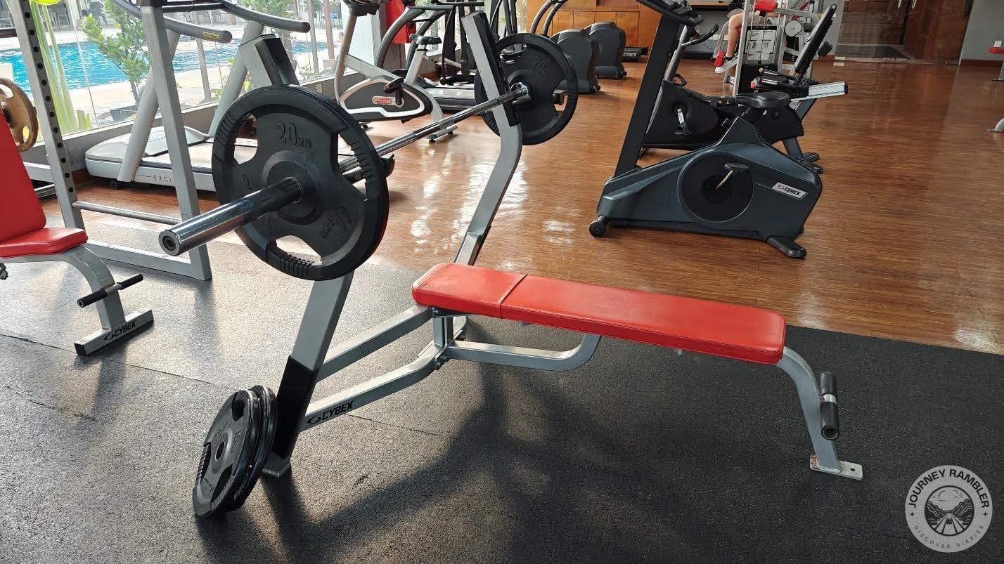 weight bench with barbell rack again