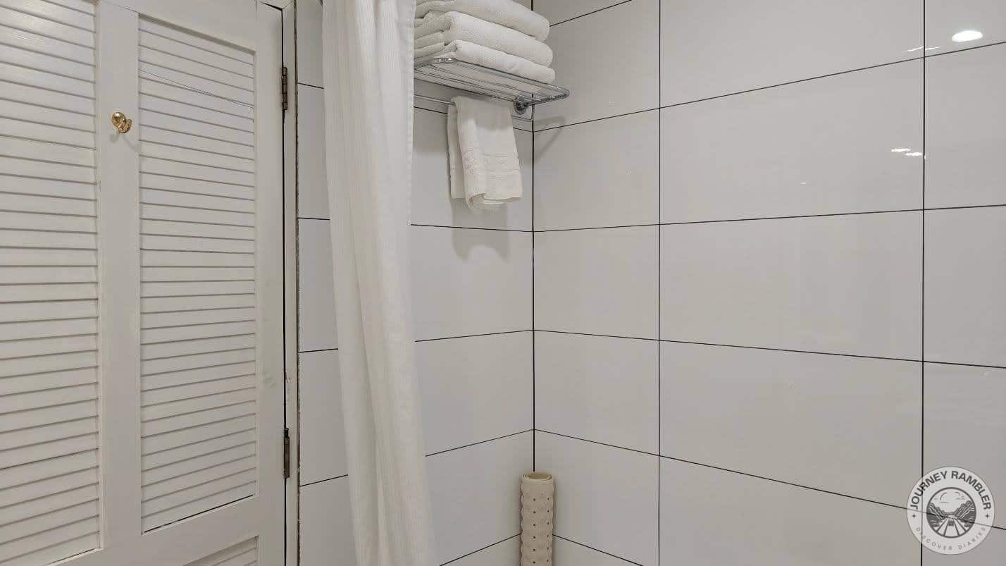 white shower curtain
