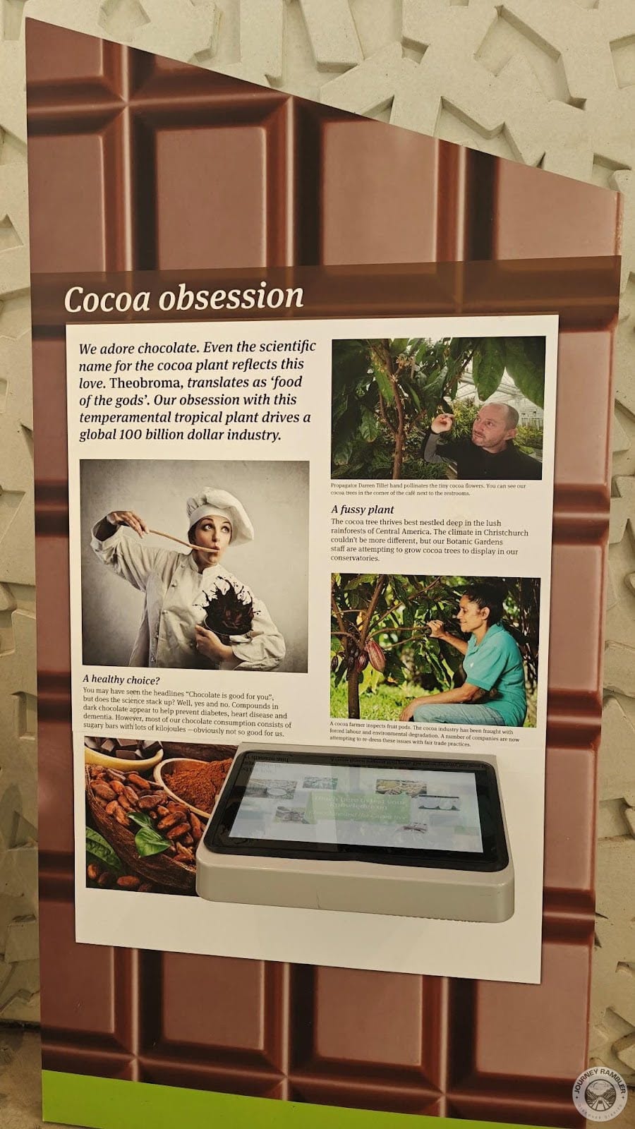 An entire board at the museum was dedicated to chocolate