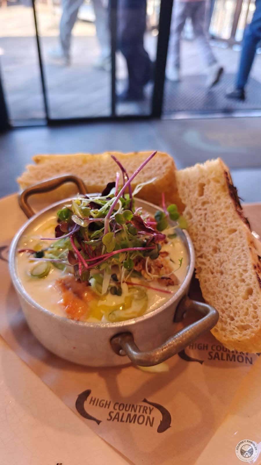 Boston style salmon chowder