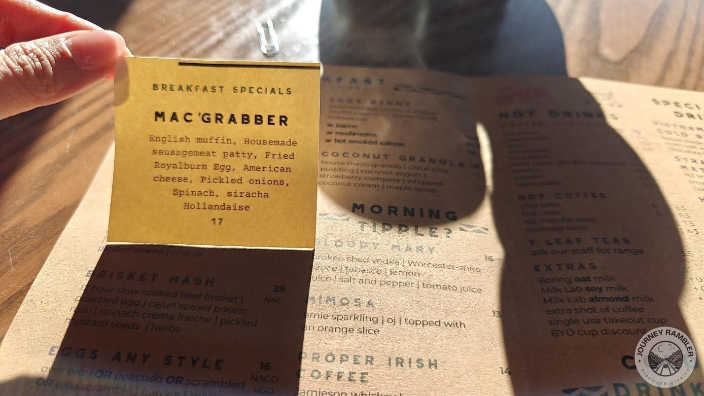 Each menu item had a little description of ingredients under it