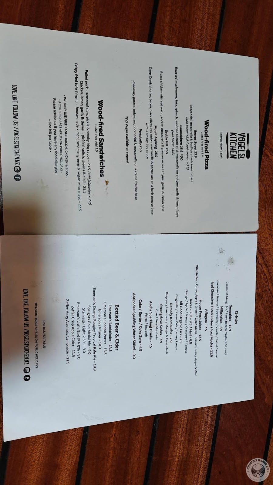 Menu of Vogel St Kitchen again