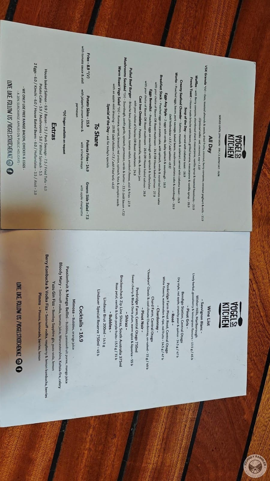 Menu of Vogel St Kitchen