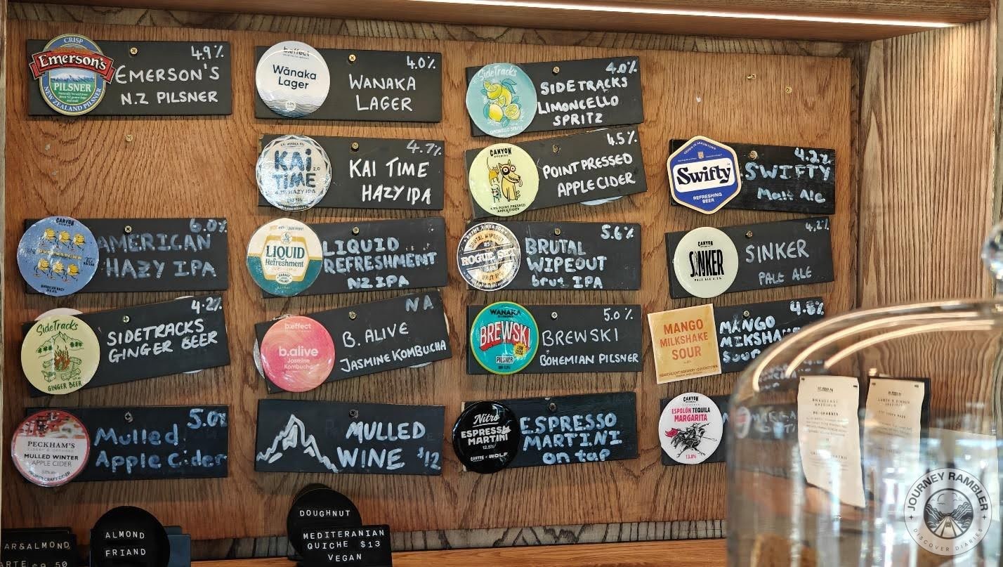 Some of the options were Wanaka lager, Kai Time Hazy IPA and Espresso Martini on tap