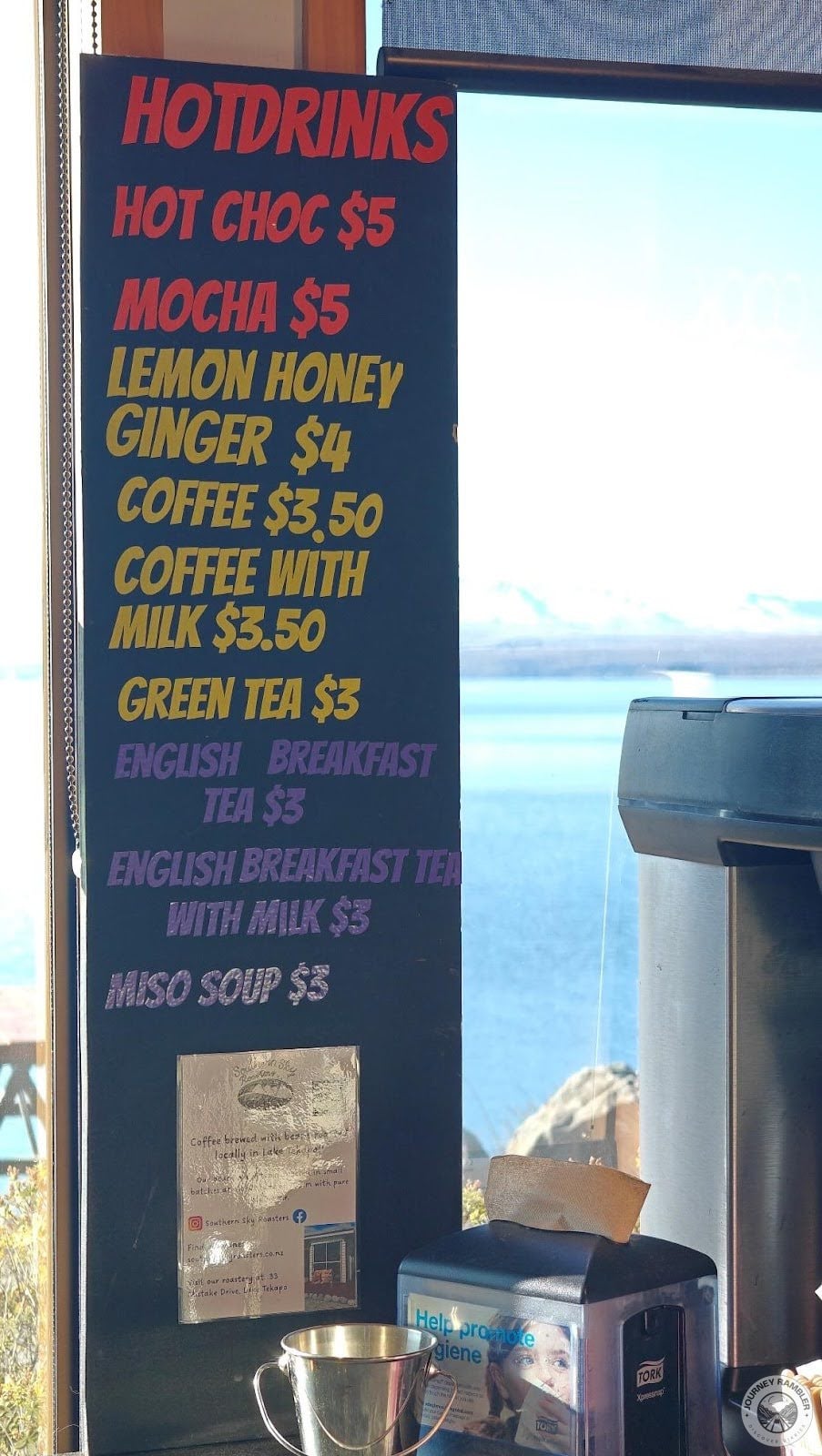 Visitors could buy hot chocolate, tea or coffee