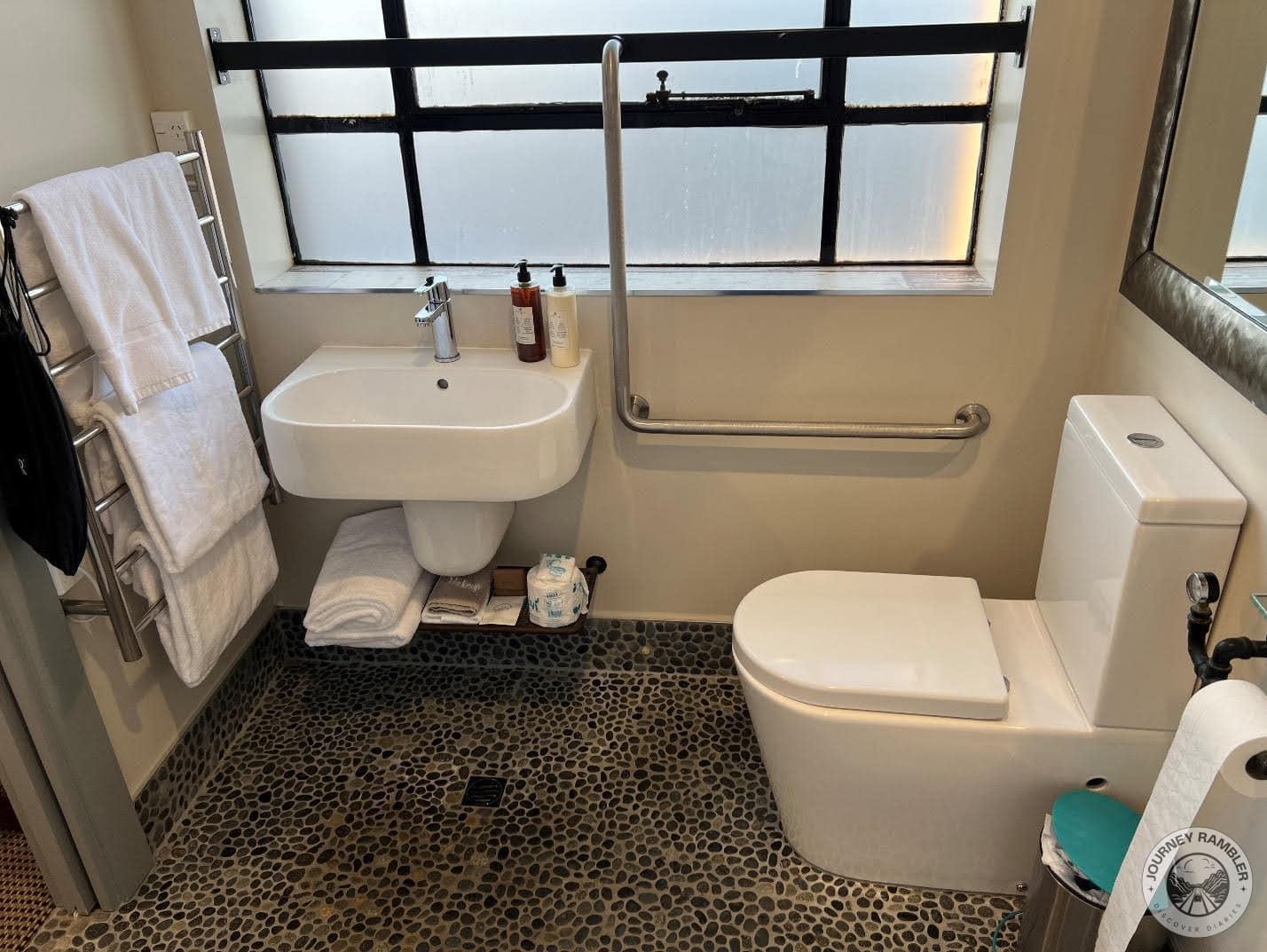 bathroom had an interesting mosaic floor