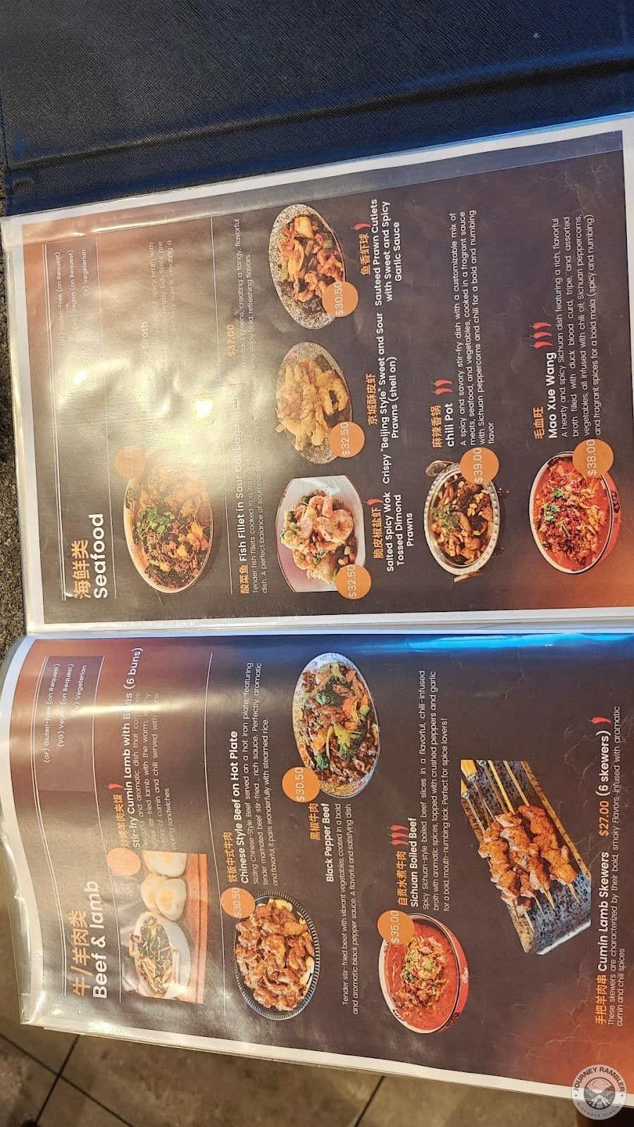 beef, lamb and seafood