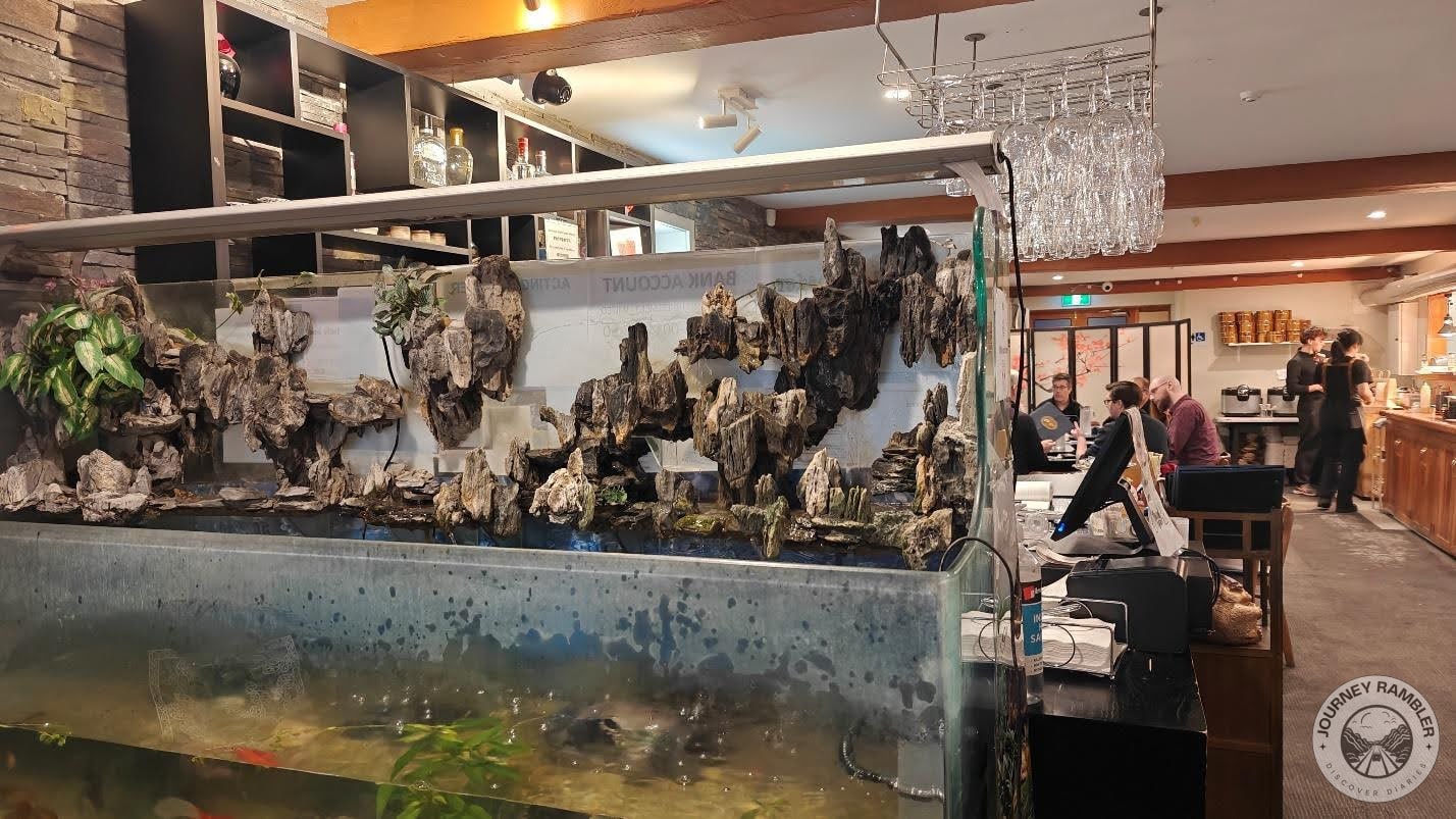 big aquarium had been kept at the front of the restaurant