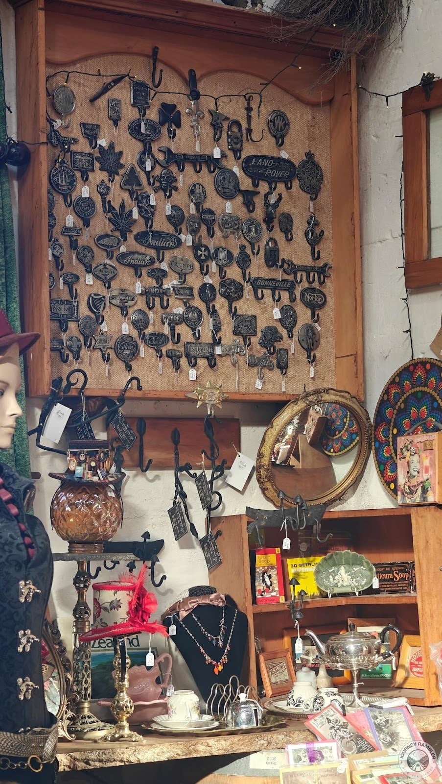 board filled with decorative hooks