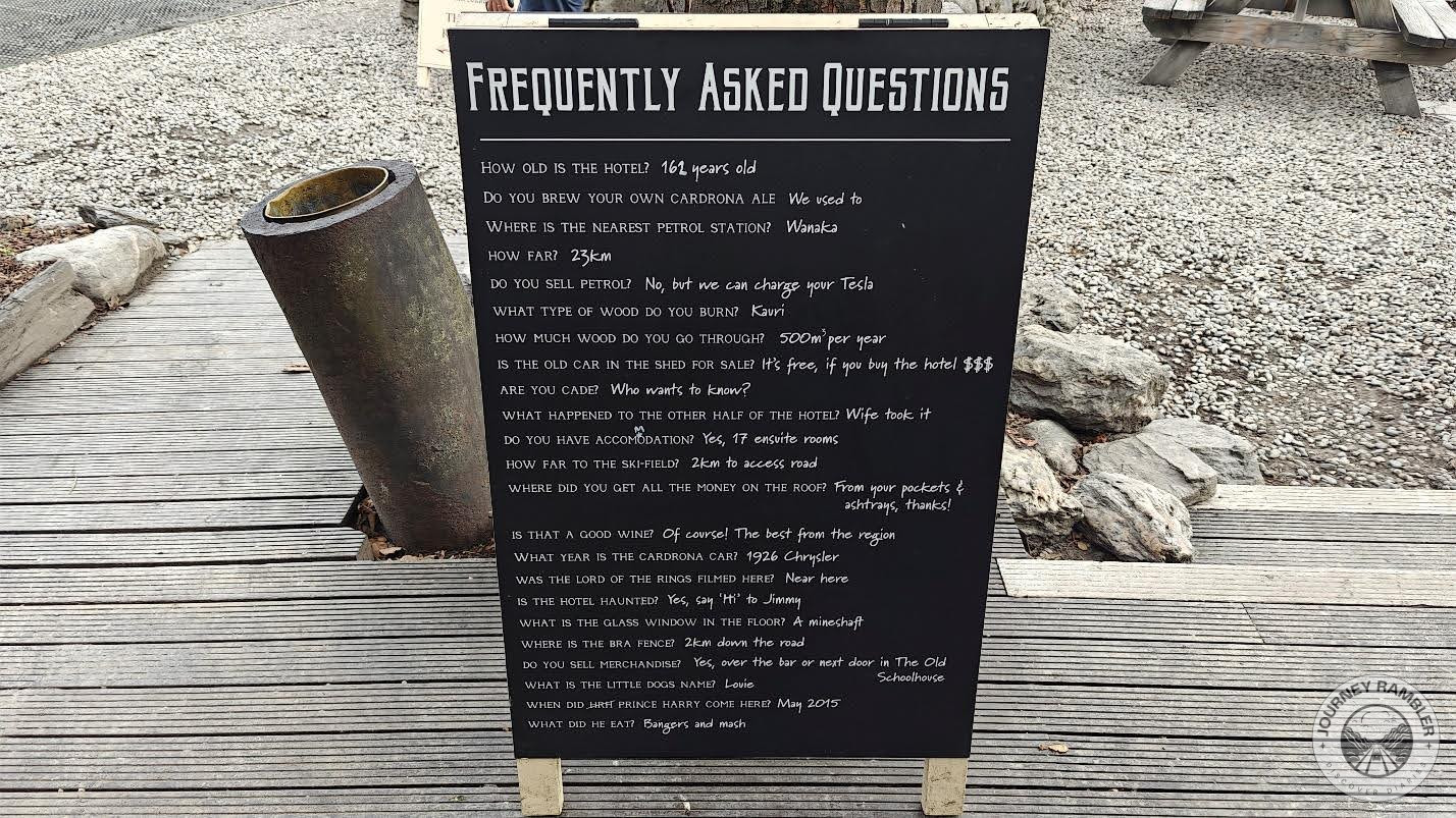 board with frequently asked questions written on it