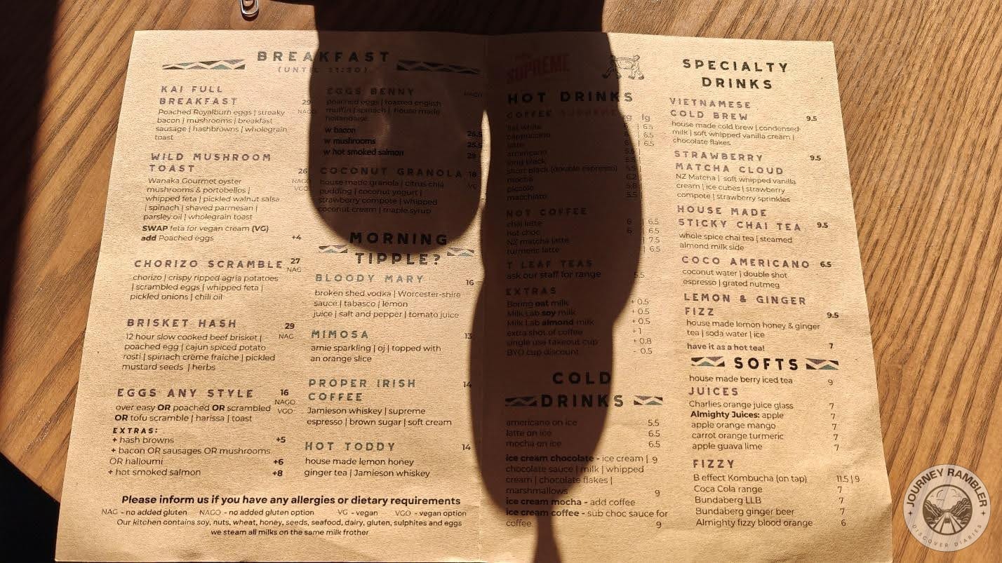 breakfast menu was a little limited