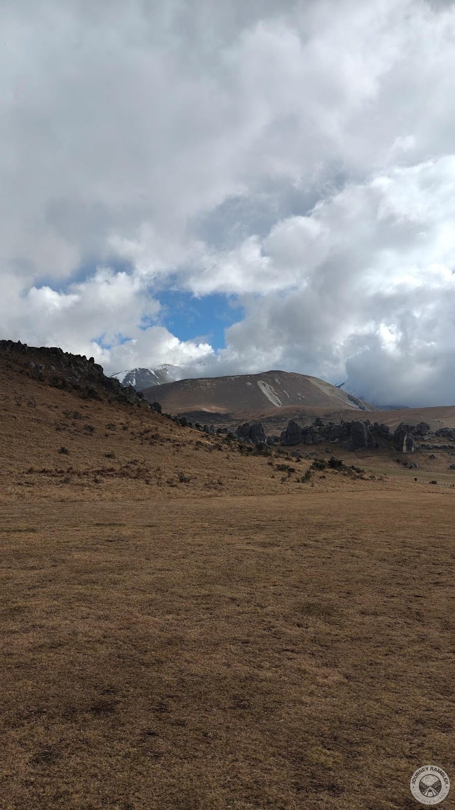 brown grass and the cloudy sky