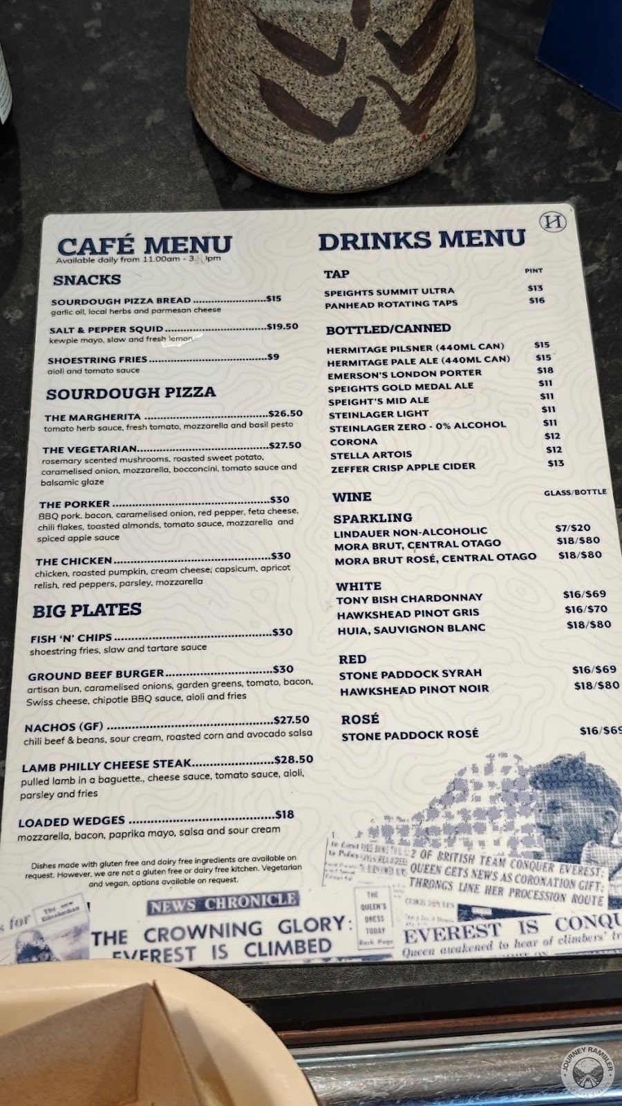 café menu
