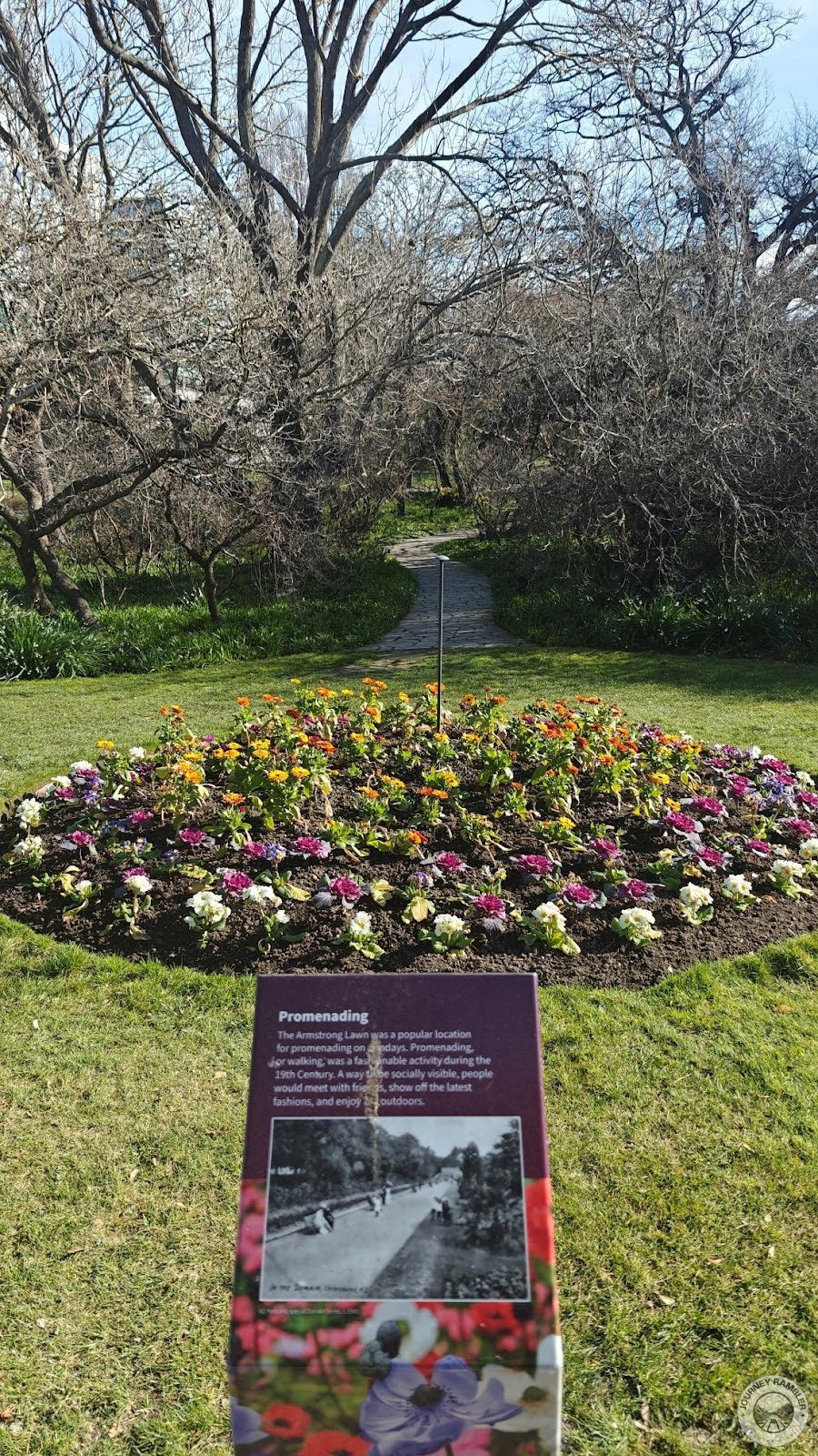circular flowerbed in the Armstrong Lawn