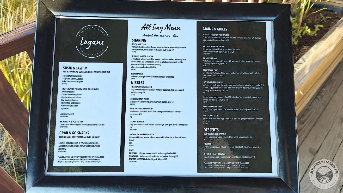 copy of the café menu