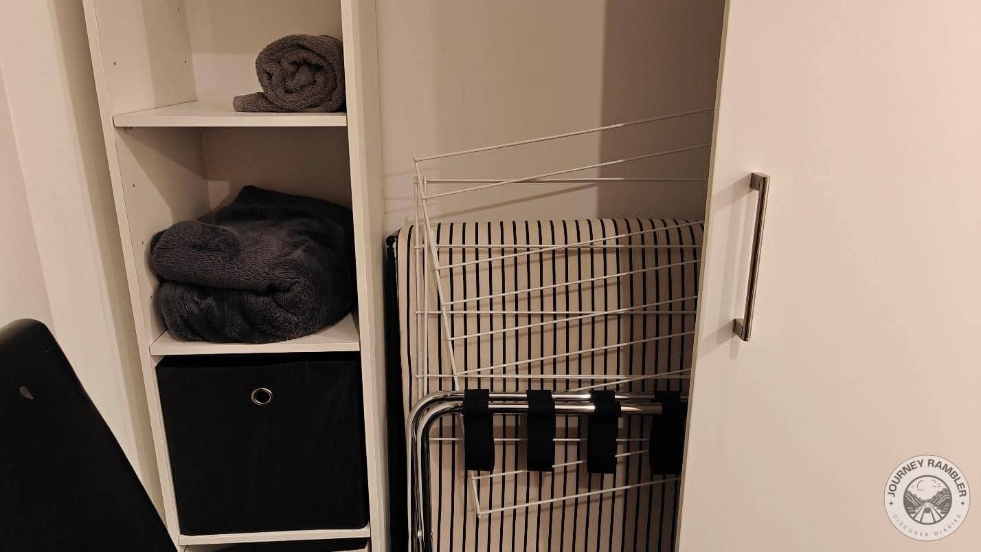 extra blankets and drying racks